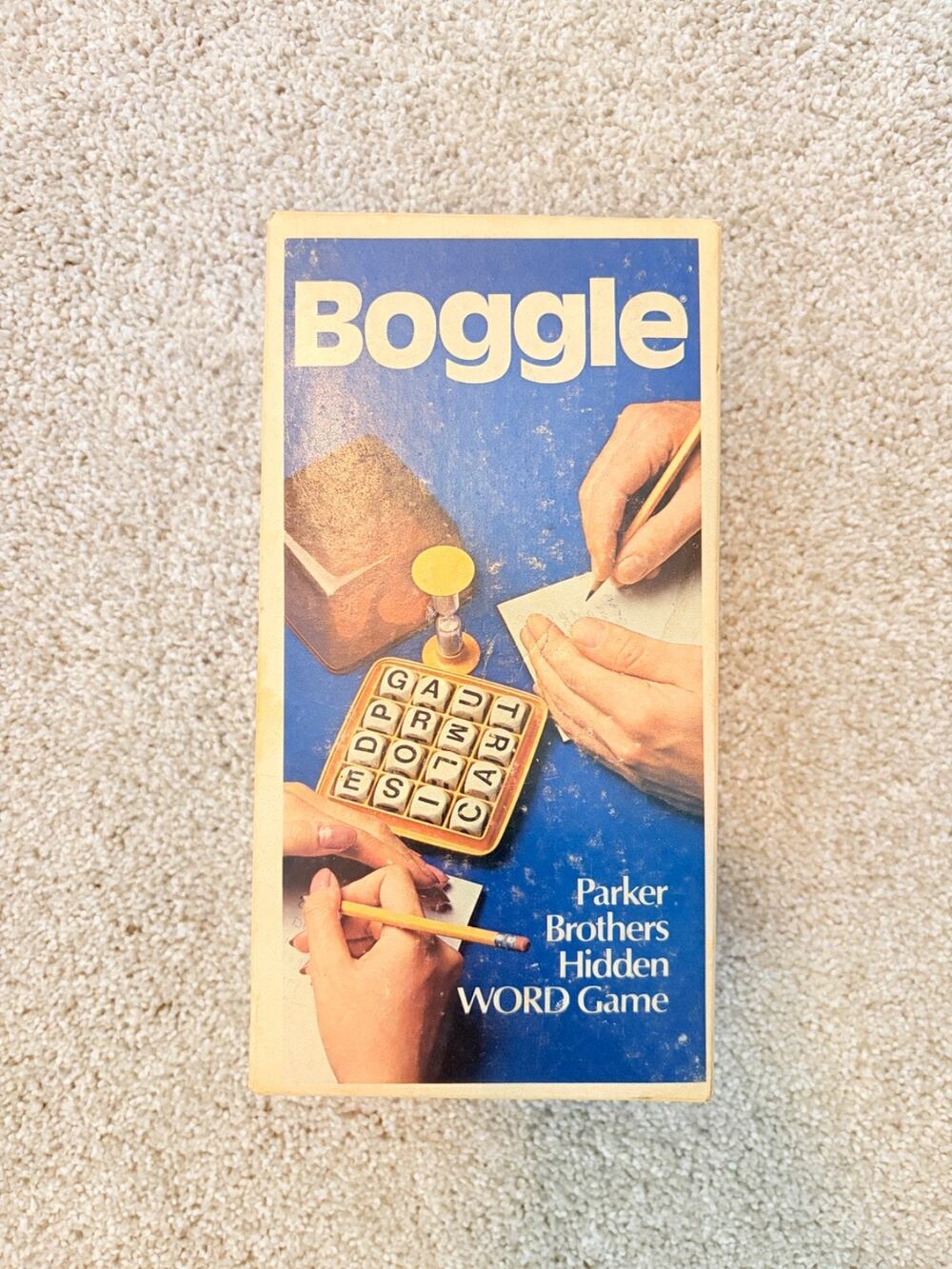 Boggle Vintage 1976 Parker Brothers Hidden Word Game Brown Dome Complete Timer